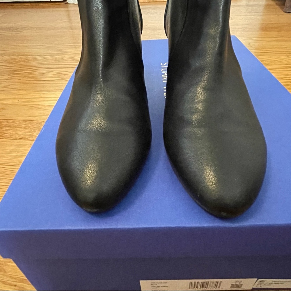 HP Stuart Weitzman Ankle Boots, Black Leather, Yuliana 60, Size US 9 / EU 39.5 - Picture 2 of 11